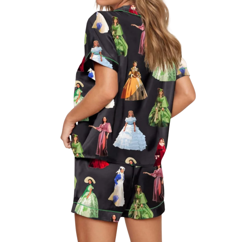 Historical Gown Print Pajama Matching Set