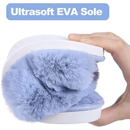 Fuzzy Slippers Cross Band