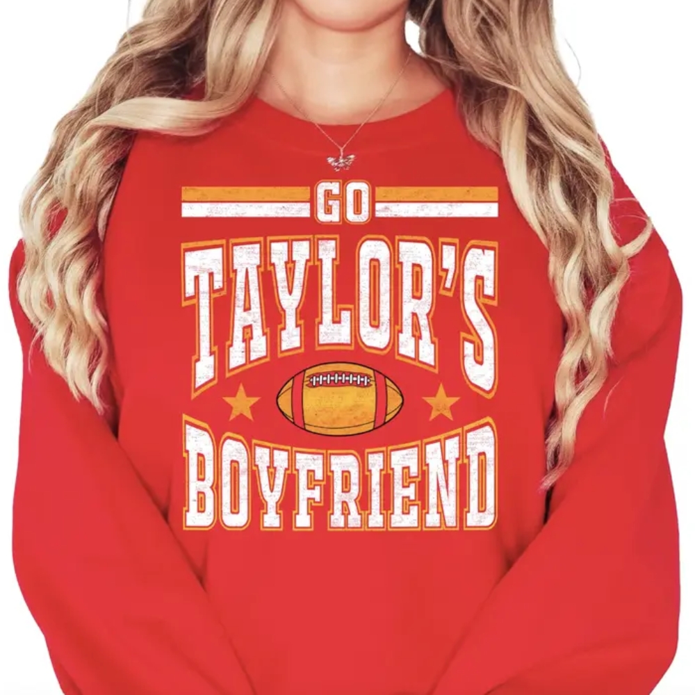 Go Taylor's Boyfriend Game Day Shirt - Funny Kansas City Football Sweatshirt - Travis Fan Fall Cropped Hoodie