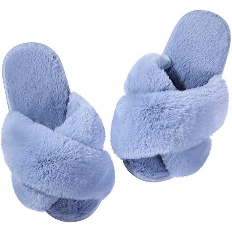 Fuzzy Slippers Cross Band