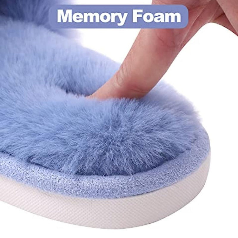 Fuzzy Slippers Cross Band
