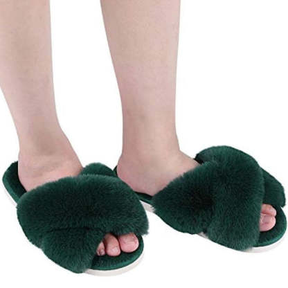 Fuzzy Slippers Cross Band