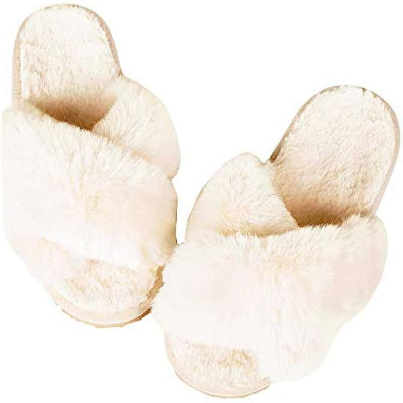 Cross Band Fuzzy Slippers