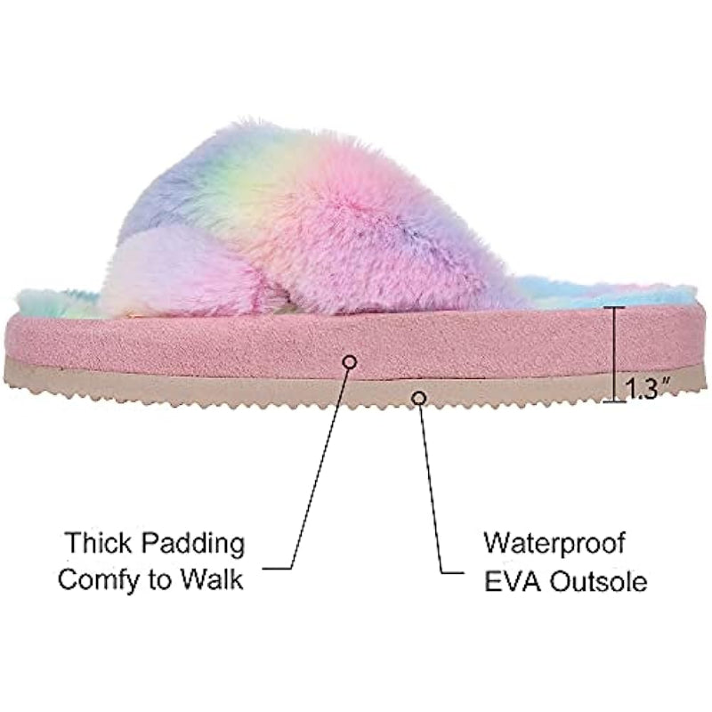Cross Band Fuzzy Slippers