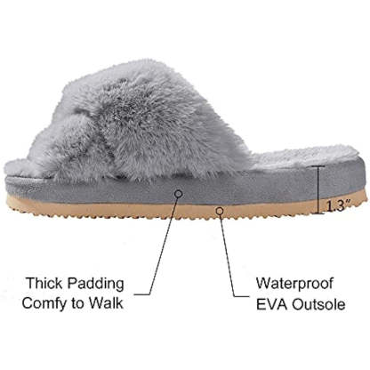 Cross Band Fuzzy Slippers