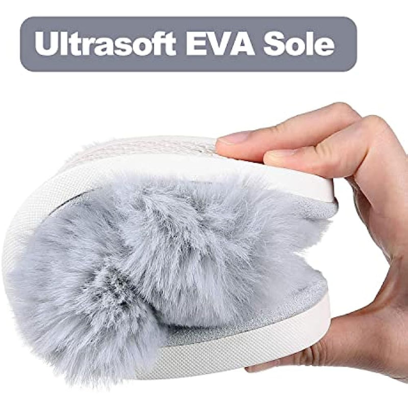 Fuzzy Slippers Cross Band