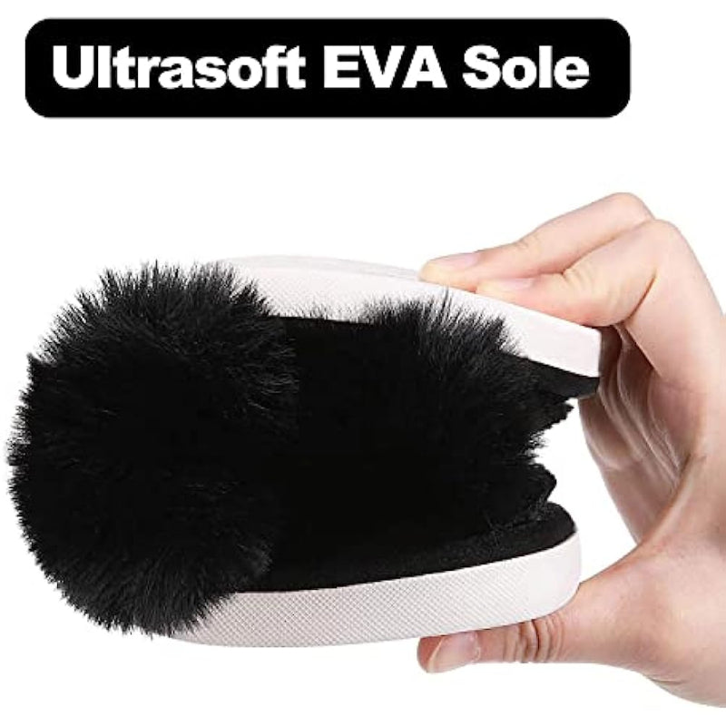 Fuzzy Slippers Cross Band