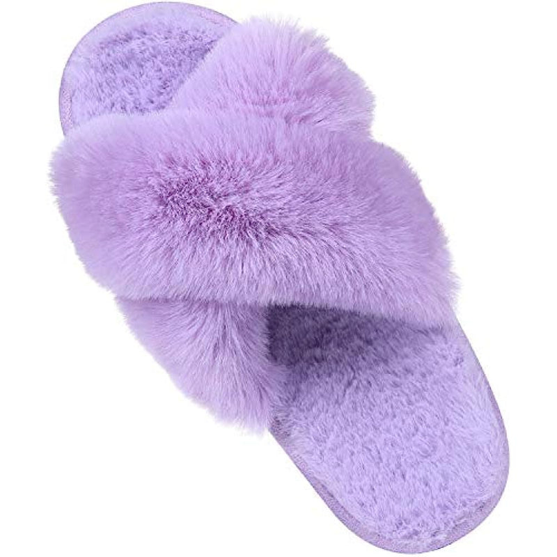 Cross Band Fuzzy Slippers