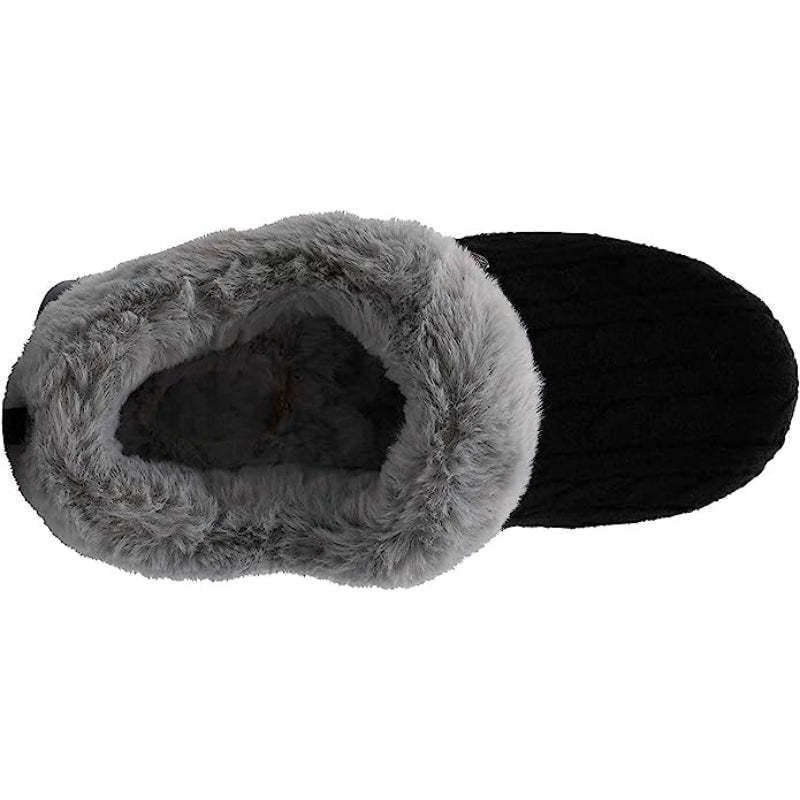 Cable Knit Memory Form Slipper With Rubber Sole