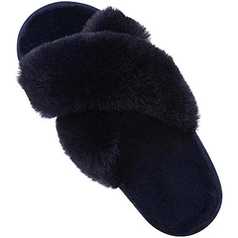 Cross Band Fuzzy Slippers