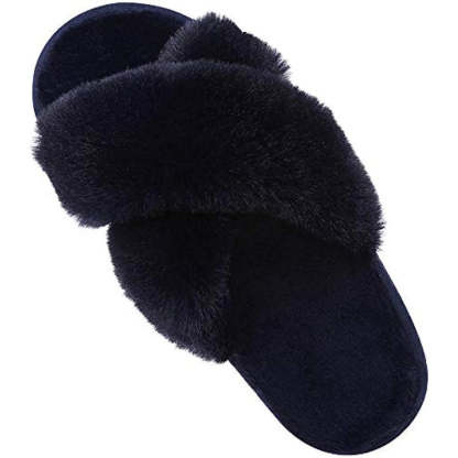 Cross Band Fuzzy Slippers