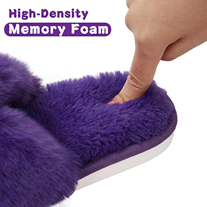 Fuzzy Slippers Cross Band