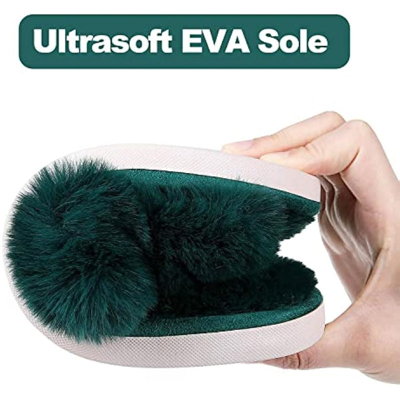 Fuzzy Slippers Cross Band