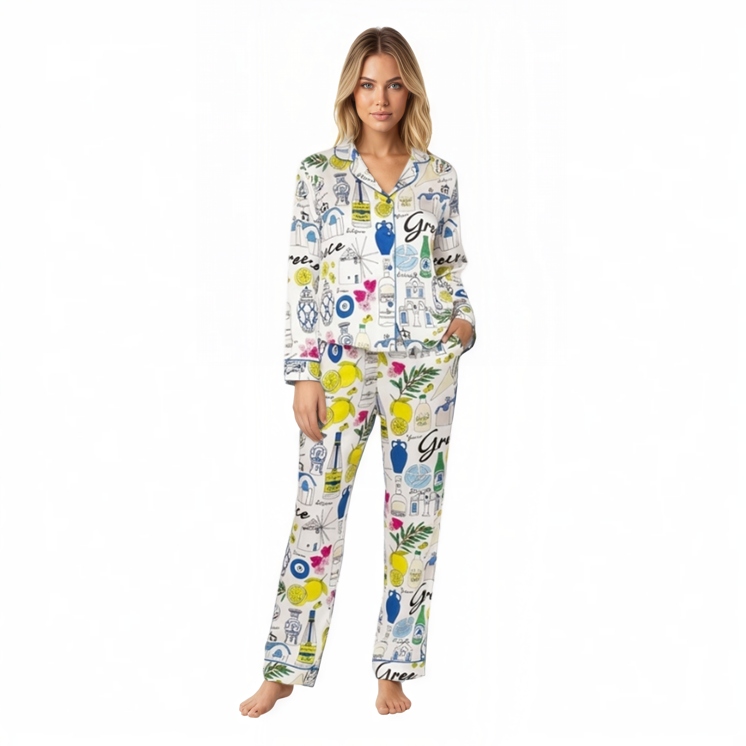 Greece Travel Graphic Pajama Set