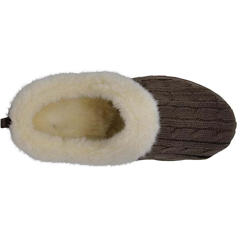 Cable Knit Memory Form Slipper With Rubber Sole