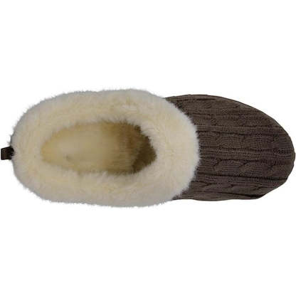 Cable Knit Memory Form Slipper With Rubber Sole