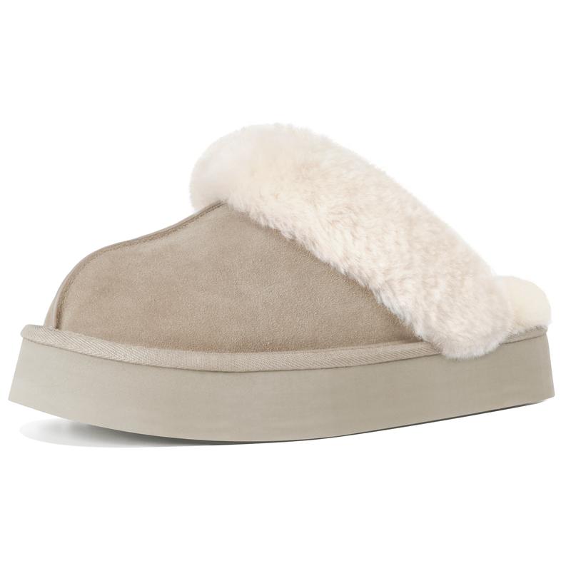 Faux Fur Fuzzy Platform Slippers For Women
