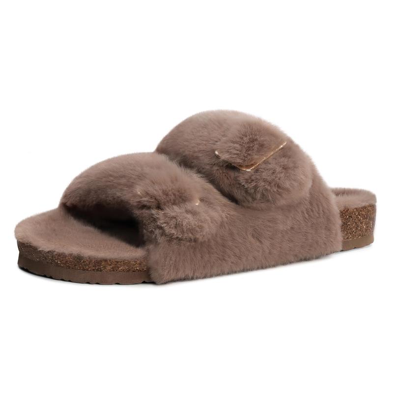Casual Fuzzy Slip On House Slippers For Women 
