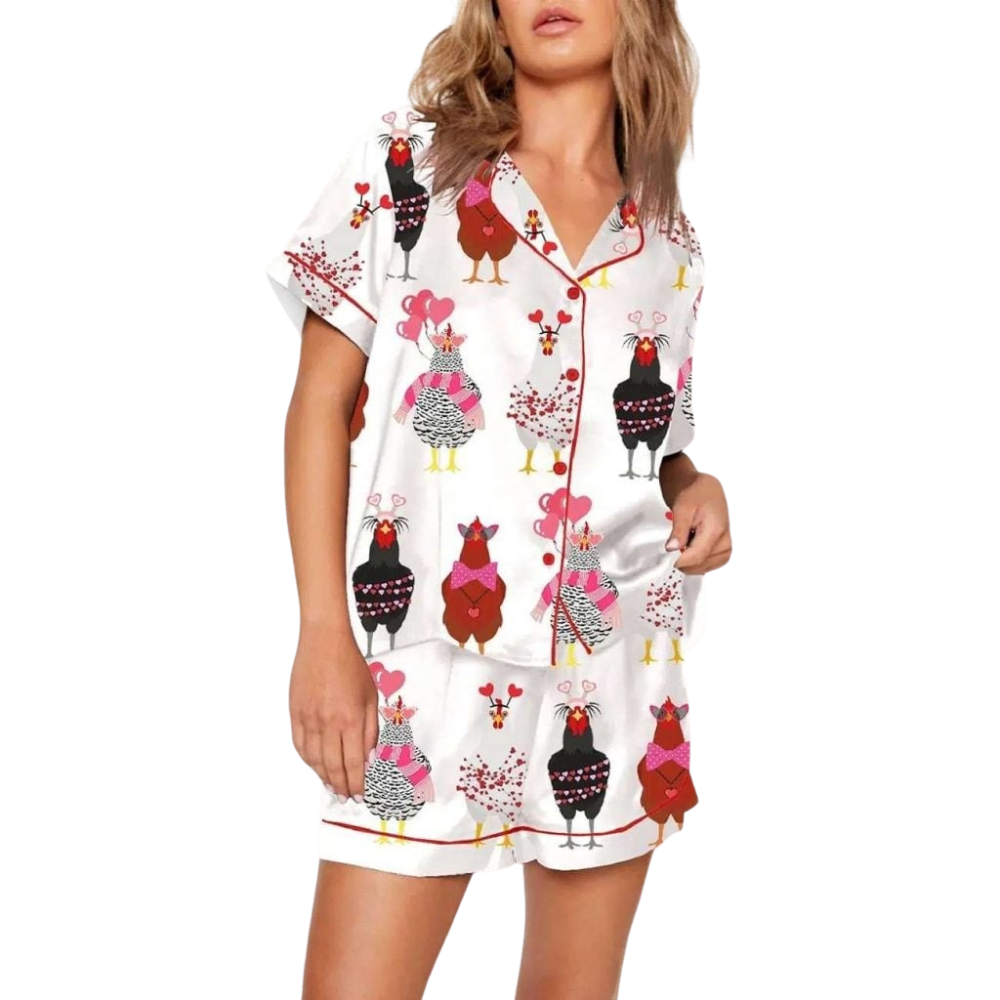 Chicken Valentine Themed Pajama Set