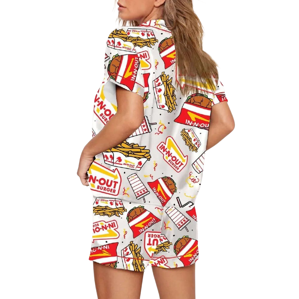 In N Out Burger Letter Print Pajama Set