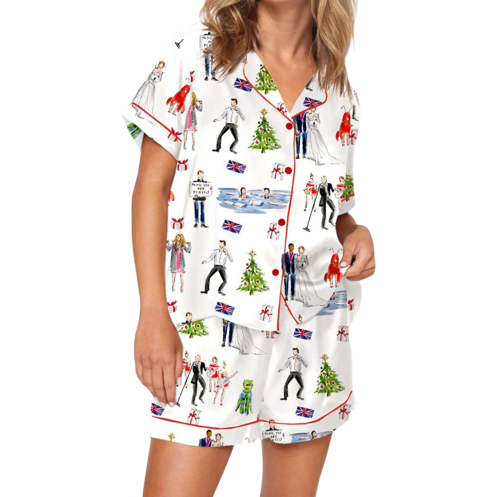 Christmas Funny Movie Printed Satin Pajama Set