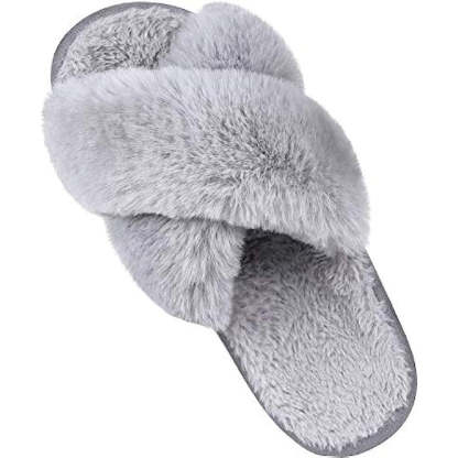 Cross Band Fuzzy Slippers