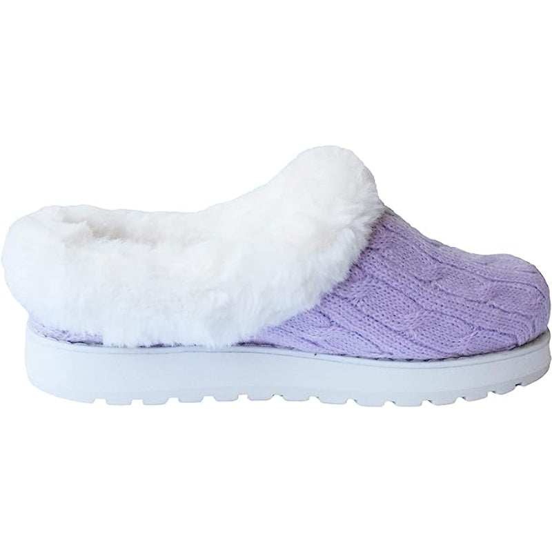 Cable Knit Memory Form Slipper With Rubber Sole