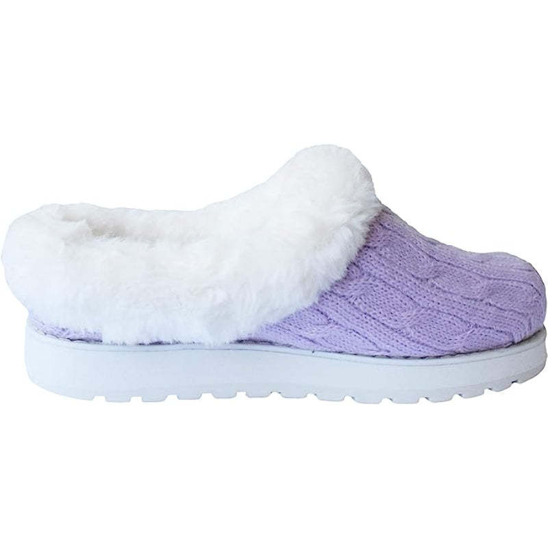 Cable Knit Memory Form Slipper With Rubber Sole