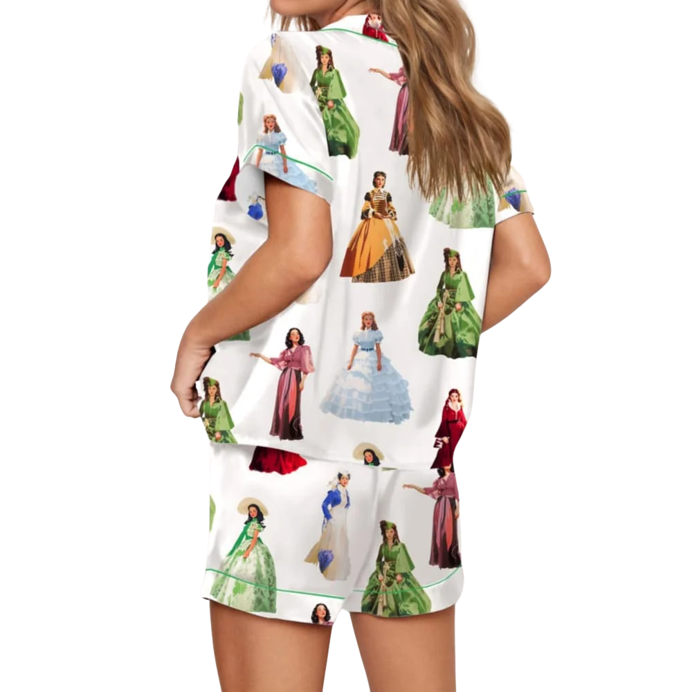 Historical Gown Print Pajama Matching Set