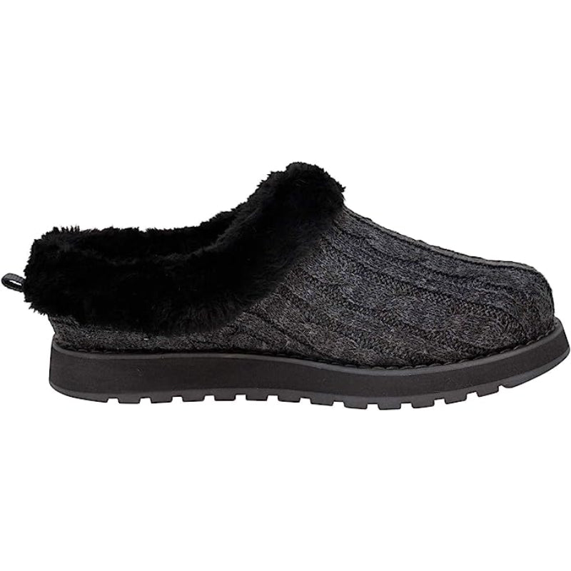 Cable Knit Memory Form Slipper With Rubber Sole