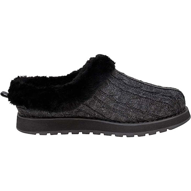 Cable Knit Memory Form Slipper With Rubber Sole