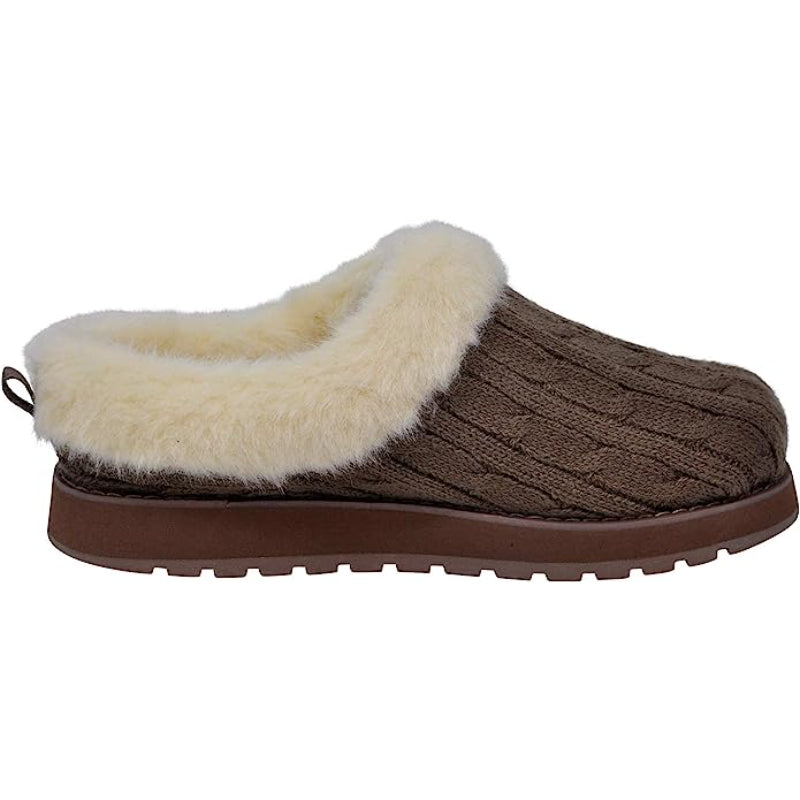 Cable Knit Memory Form Slipper With Rubber Sole