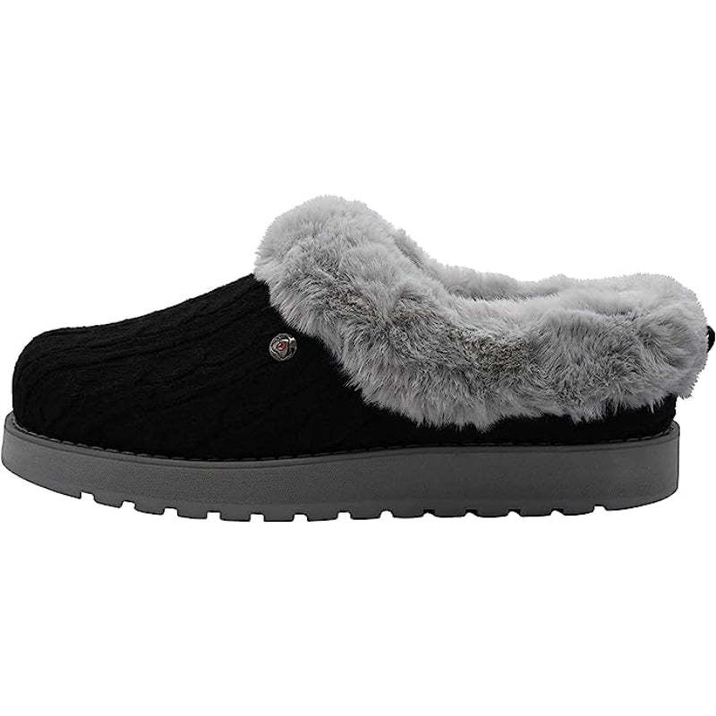 Cable Knit Memory Form Slipper With Rubber Sole
