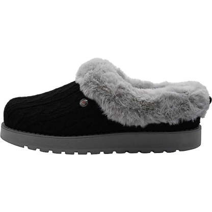 Cable Knit Memory Form Slipper With Rubber Sole
