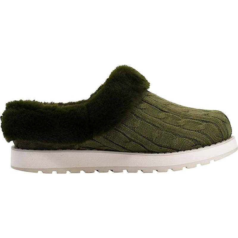 Cable Knit Memory Form Slipper With Rubber Sole