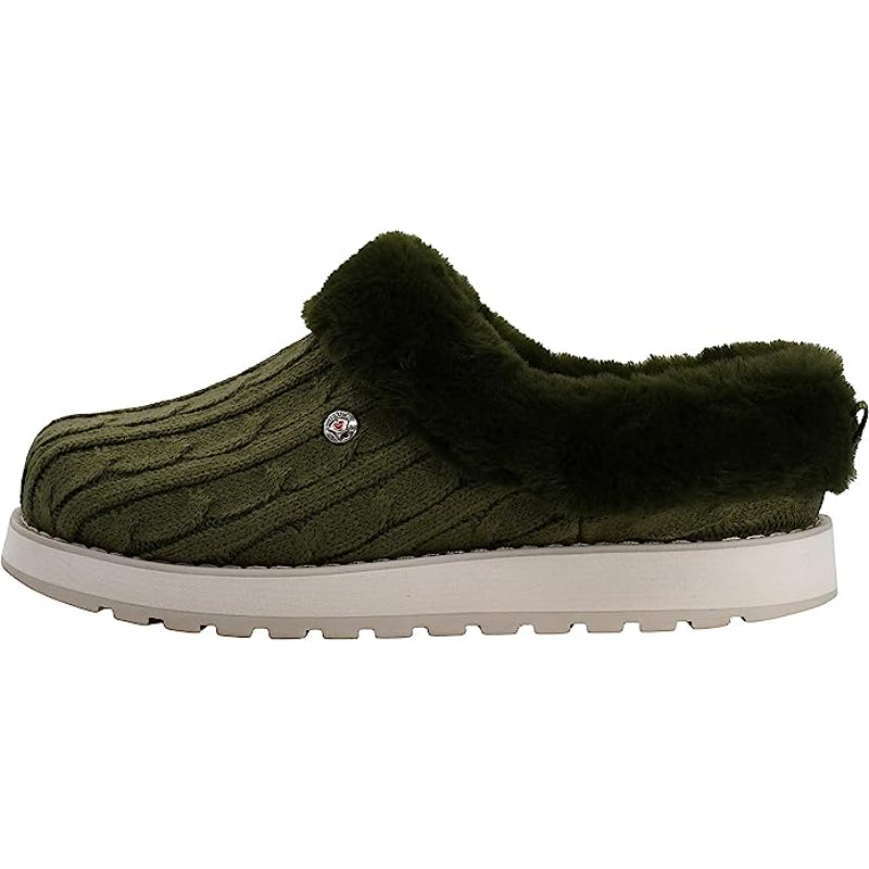 Cable Knit Memory Form Slipper With Rubber Sole