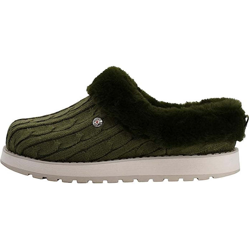 Cable Knit Memory Form Slipper With Rubber Sole