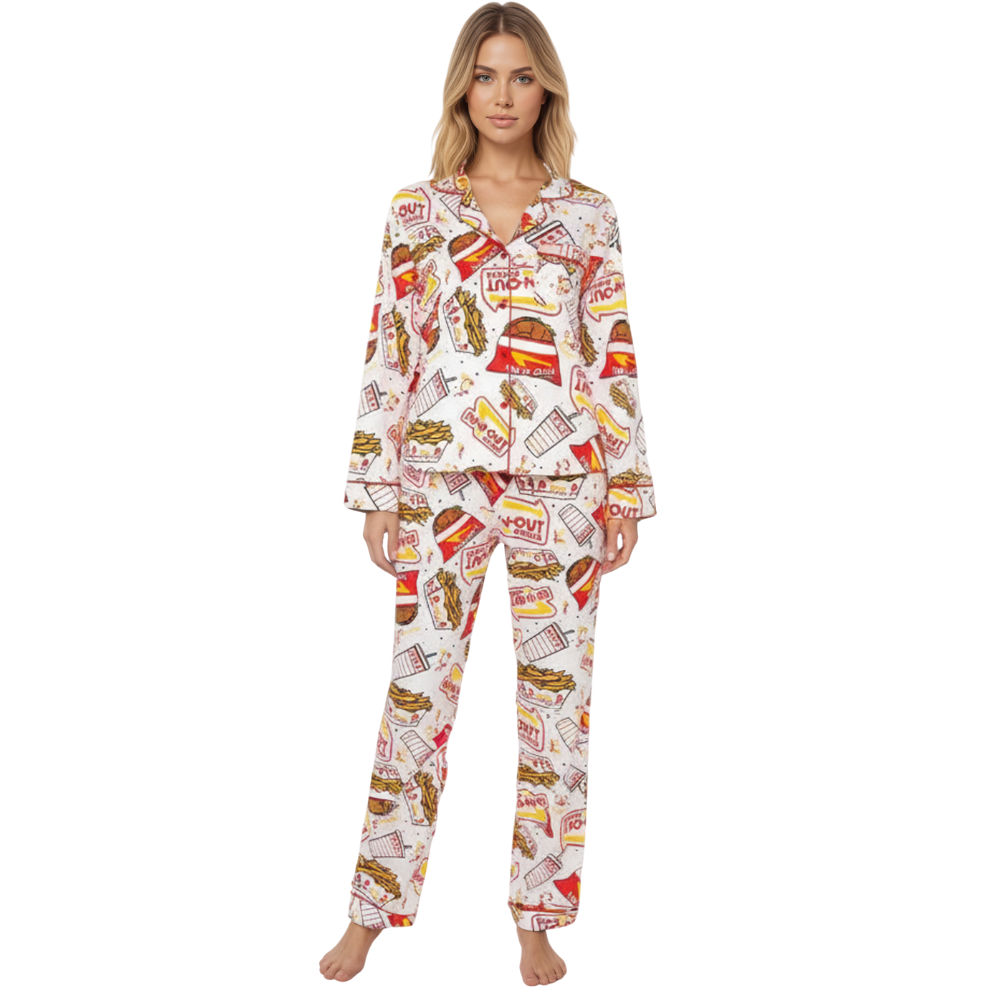 In N Out Burger Letter Print Pajama Set