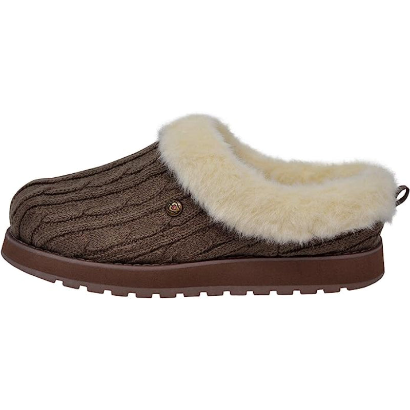 Cable Knit Memory Form Slipper With Rubber Sole
