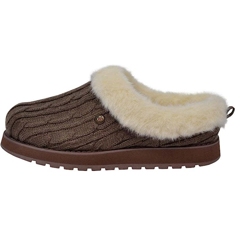 Cable Knit Memory Form Slipper With Rubber Sole