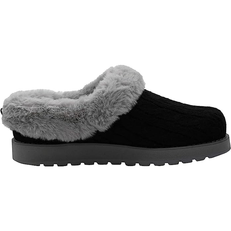 Cable Knit Memory Form Slipper With Rubber Sole