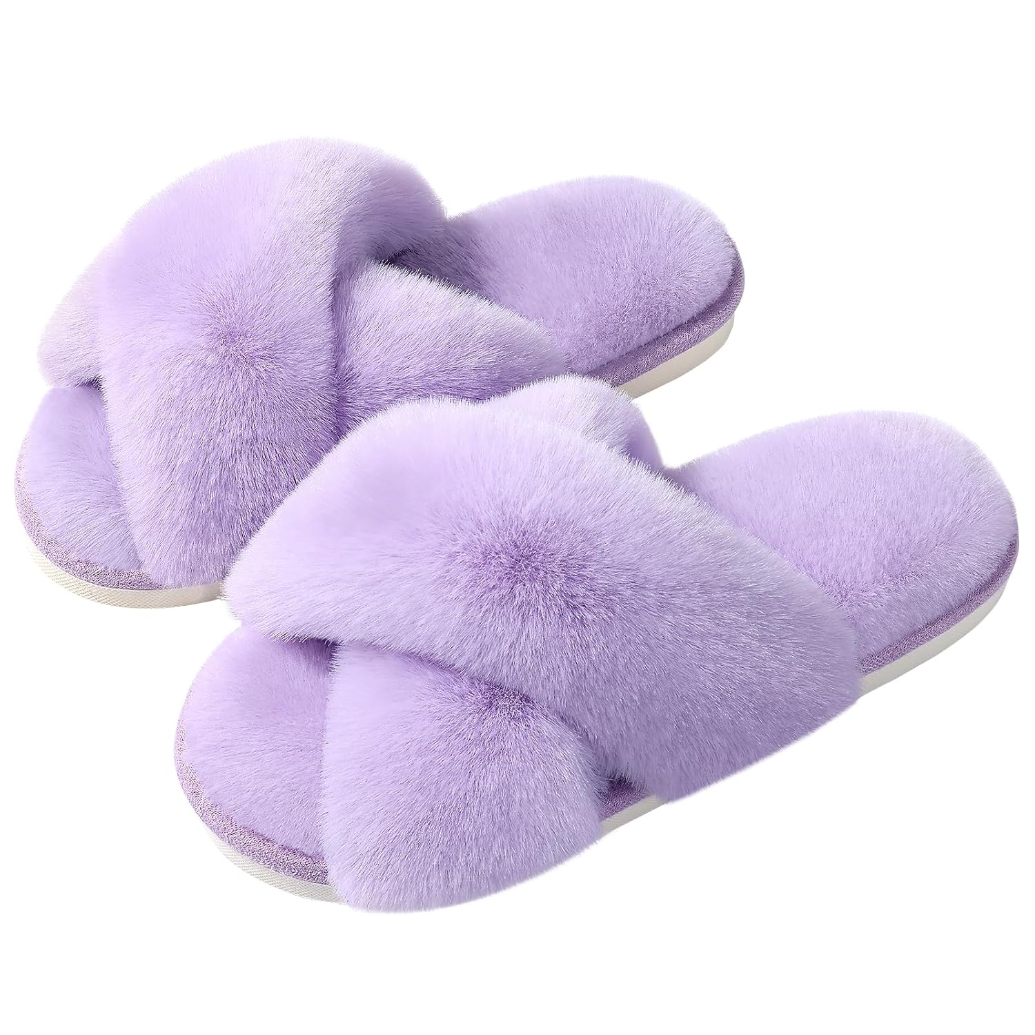 Memory Foam Fuzzy Faux Fur House Slippers For Women