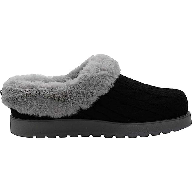 Cable Knit Memory Form Slipper With Rubber Sole