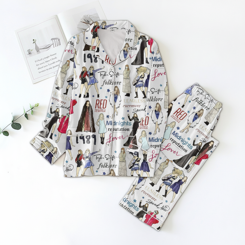 Taylor Swift Pajamas Set With Eras Tour Theme For Fans
