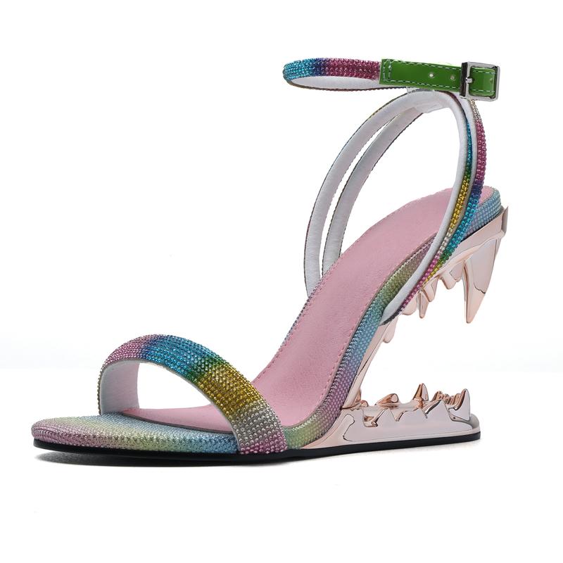 Rhinestone Strap Slip On Sandals for Party and Special Occasion Wear for Women