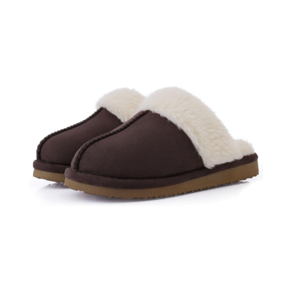 Faux Fur Lining Fuzzy Pull On Slippers With Memory Foam