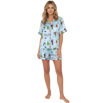 Christmas Funny Movie Printed Satin Pajama Set