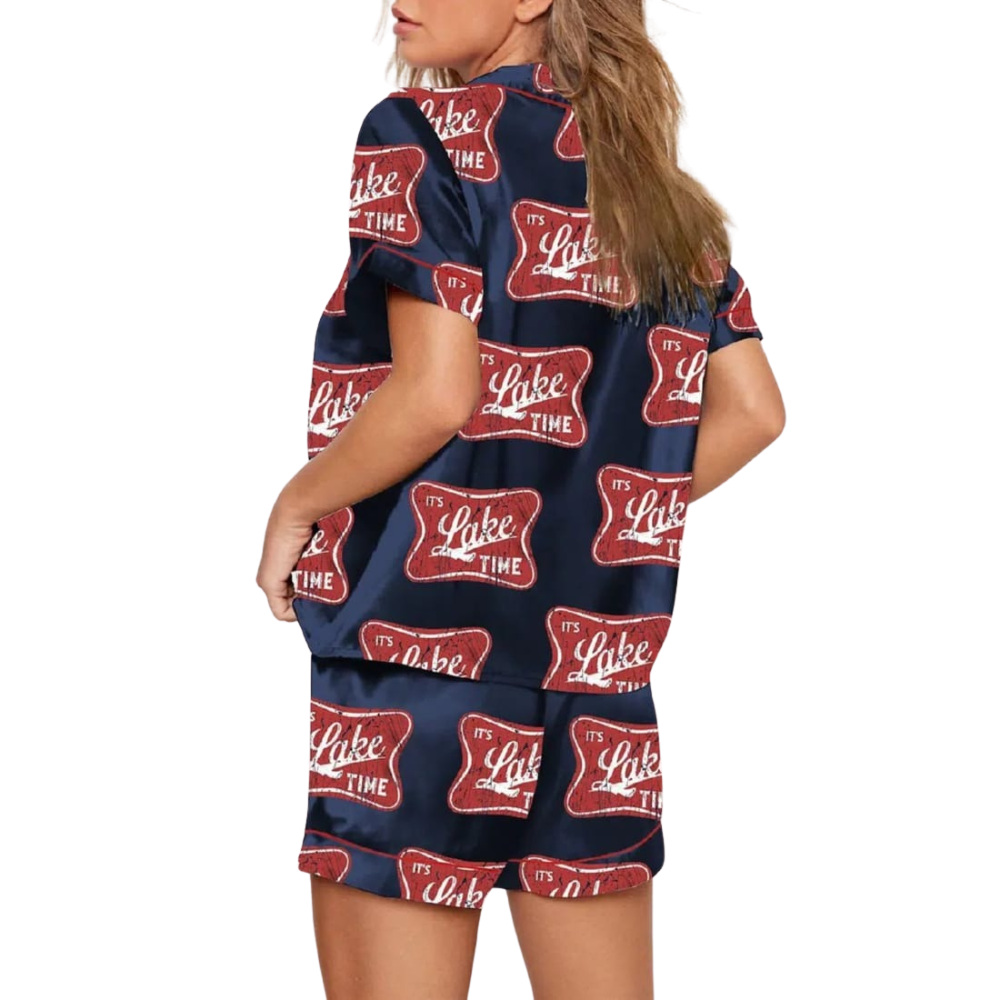 Its Lake Time Printed Satin Pajama Set