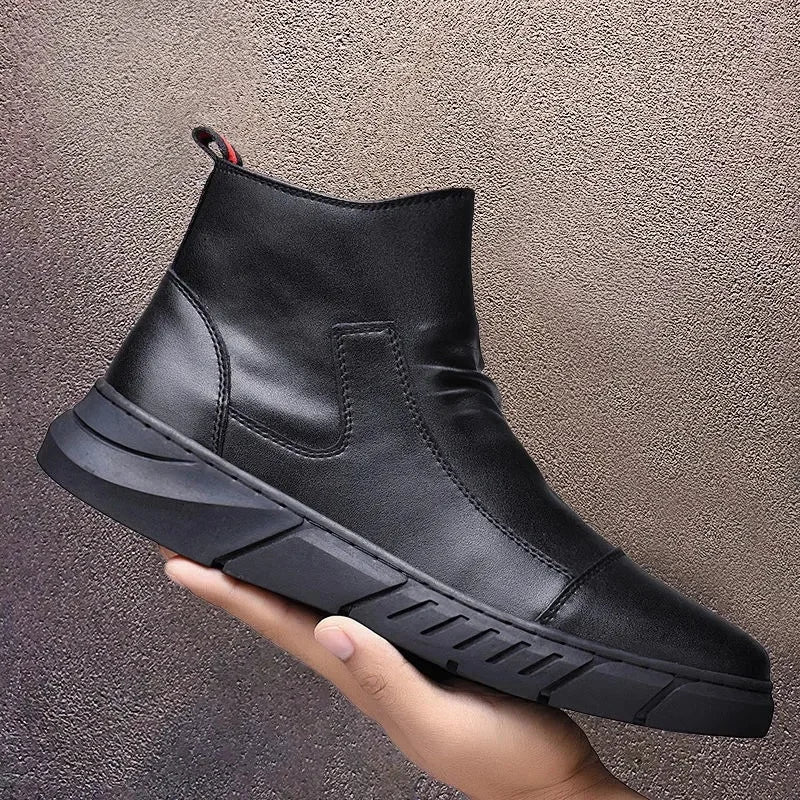 Anti Slip Leather Zipper Boot