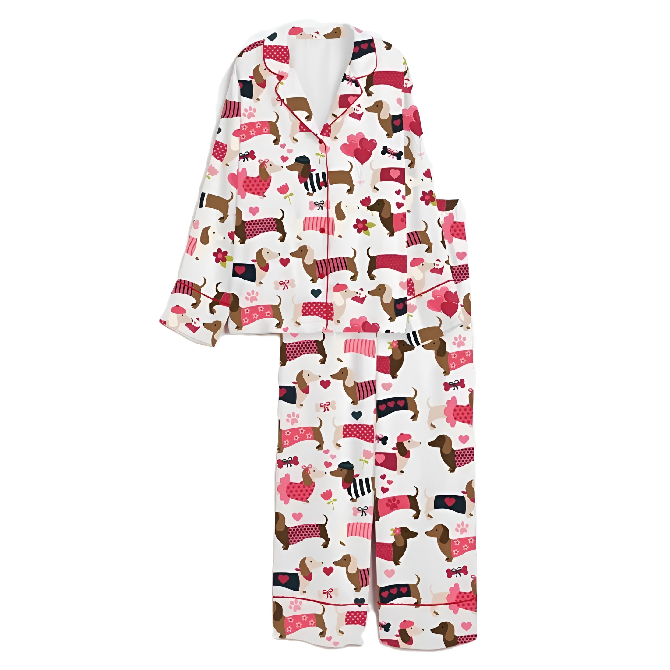 Two Piece Pajama Set with Dog Pattern For Women